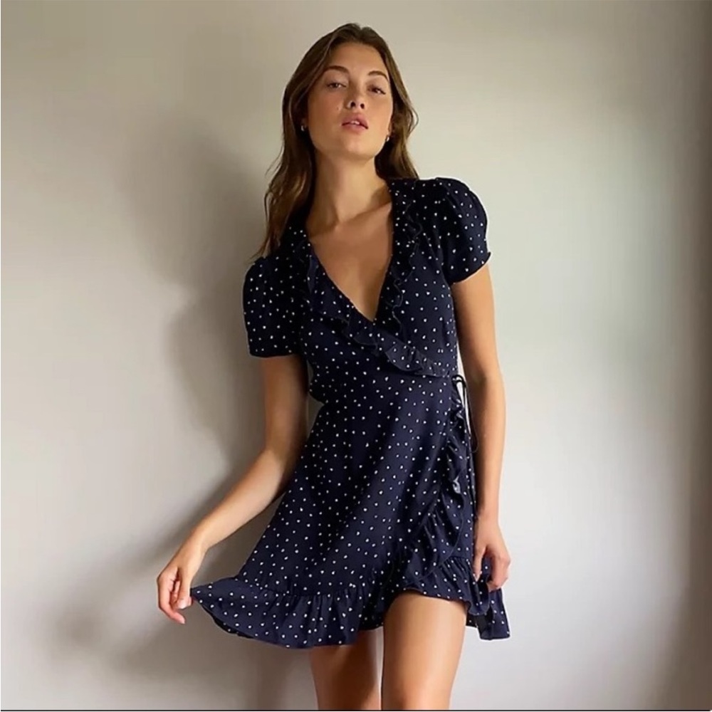 Aritzia Sunday Best Savoy Dress in Pure Indigo Espace Wrap Mini Women’s Small
